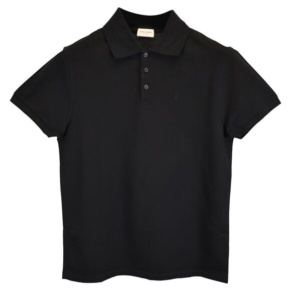 Saint Laurent Paris Cassandre Polo Shirt in Black Cotton